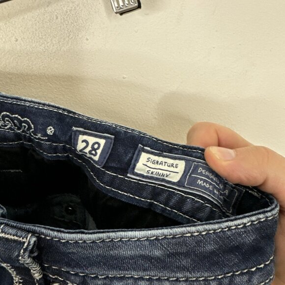 Miss Me Skinny Stretch Angel Wings Woman 28X30 Blue Jeans Denim - Picture 6 of 7